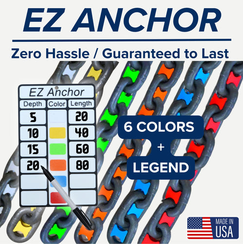 Anchor Chain Marking Kit - 6 COLOR PACK with LEGEND - High-Visibility, Weather-Resistant, Easy Install Marine Accessories for Boat Anchoring