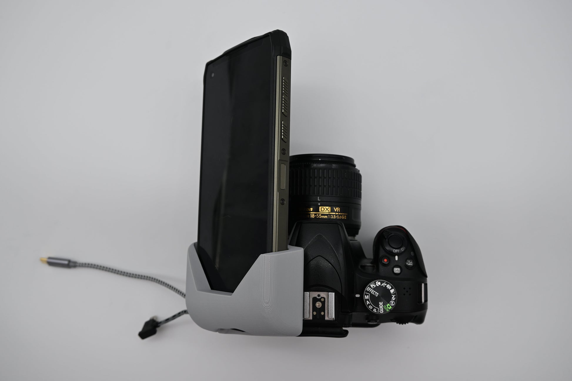 Canon Camera with Mount and Ulefone Power Armor 13 - Includes Camera, Polycarbonate Mount, Smartphone, Custom Cable, Bolt, Washer, Allen Key